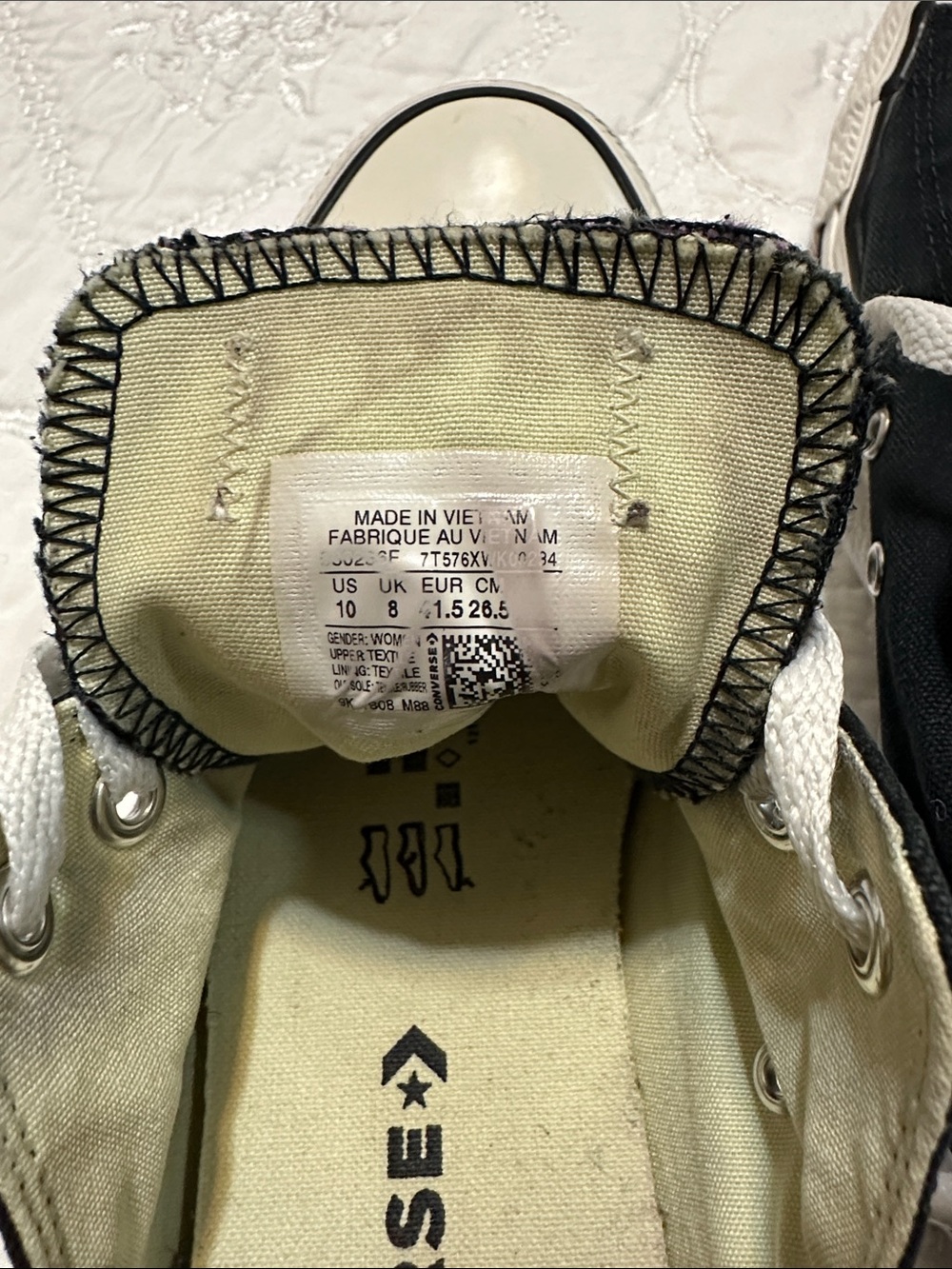 Converse Ladies' Black Canvas Low-Top Sneakers with Purple Tongue - Picture 5 of 6